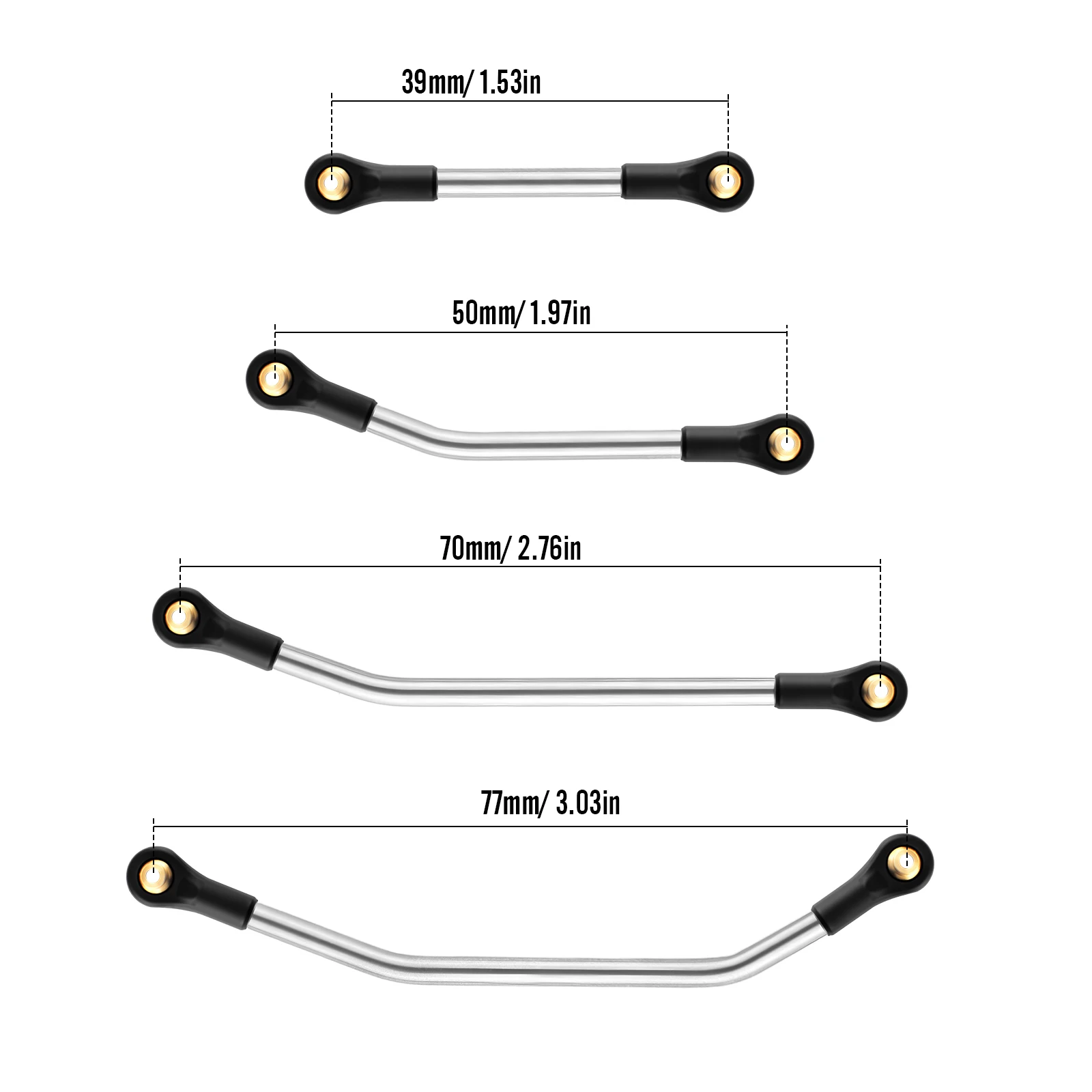 ModRax Titanium Chassis Link Kit 3mm Ultra-Slim with 16PCS Large Angle Ball Joint Ends for SCX24 LCG Chassis (155mm Wheelbase)