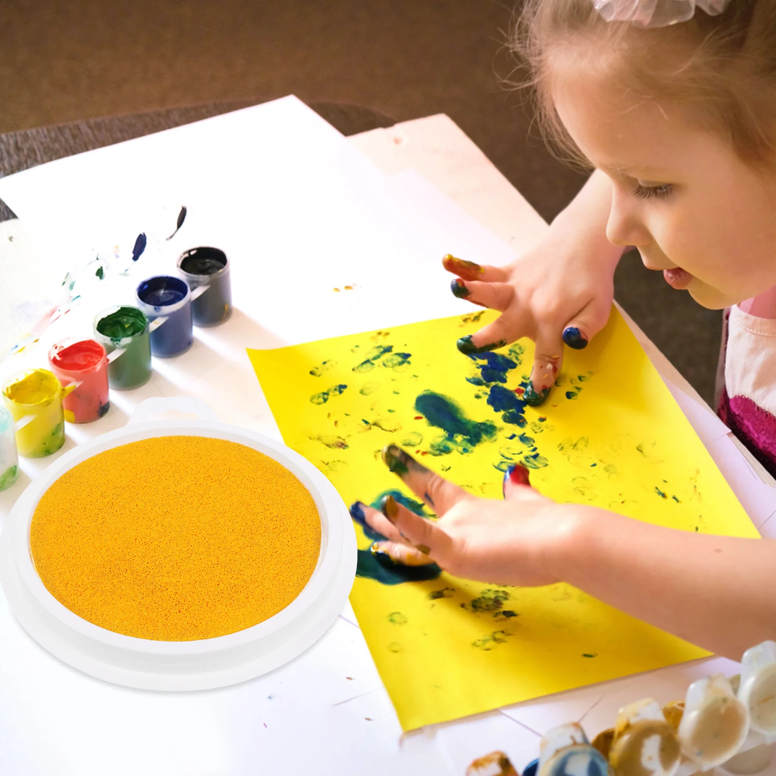 1 pz tampone di inchiostro per impronte digitali lavabile solubile in acqua per bambini artigianato d'arte fai da te su carta tessuto in legno design esagonale portatile casuale