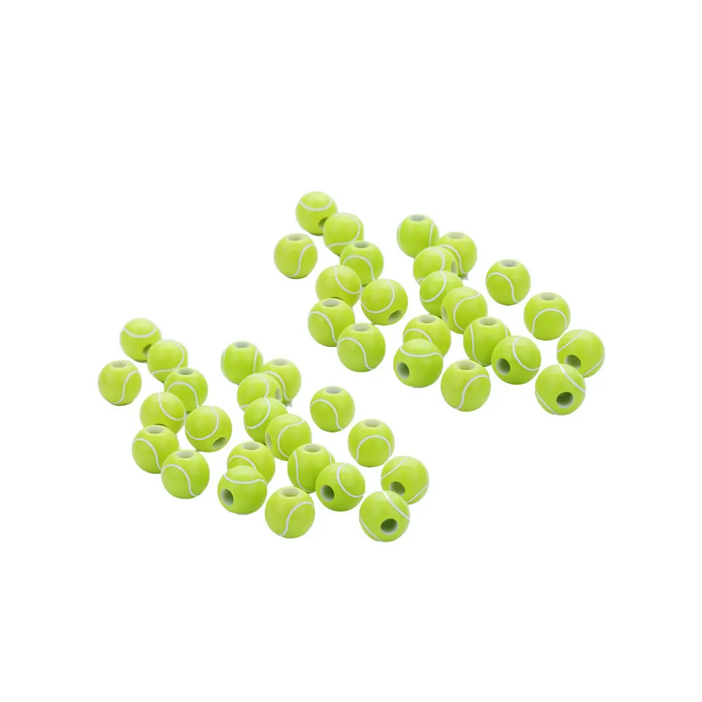 

100 шт. акриловые теннисные бусины «сделай сам», круглые аксессуары для изготовления ювелирных изделий с большим отверстием для ожерелья, браслета, сережек, домашнего декора