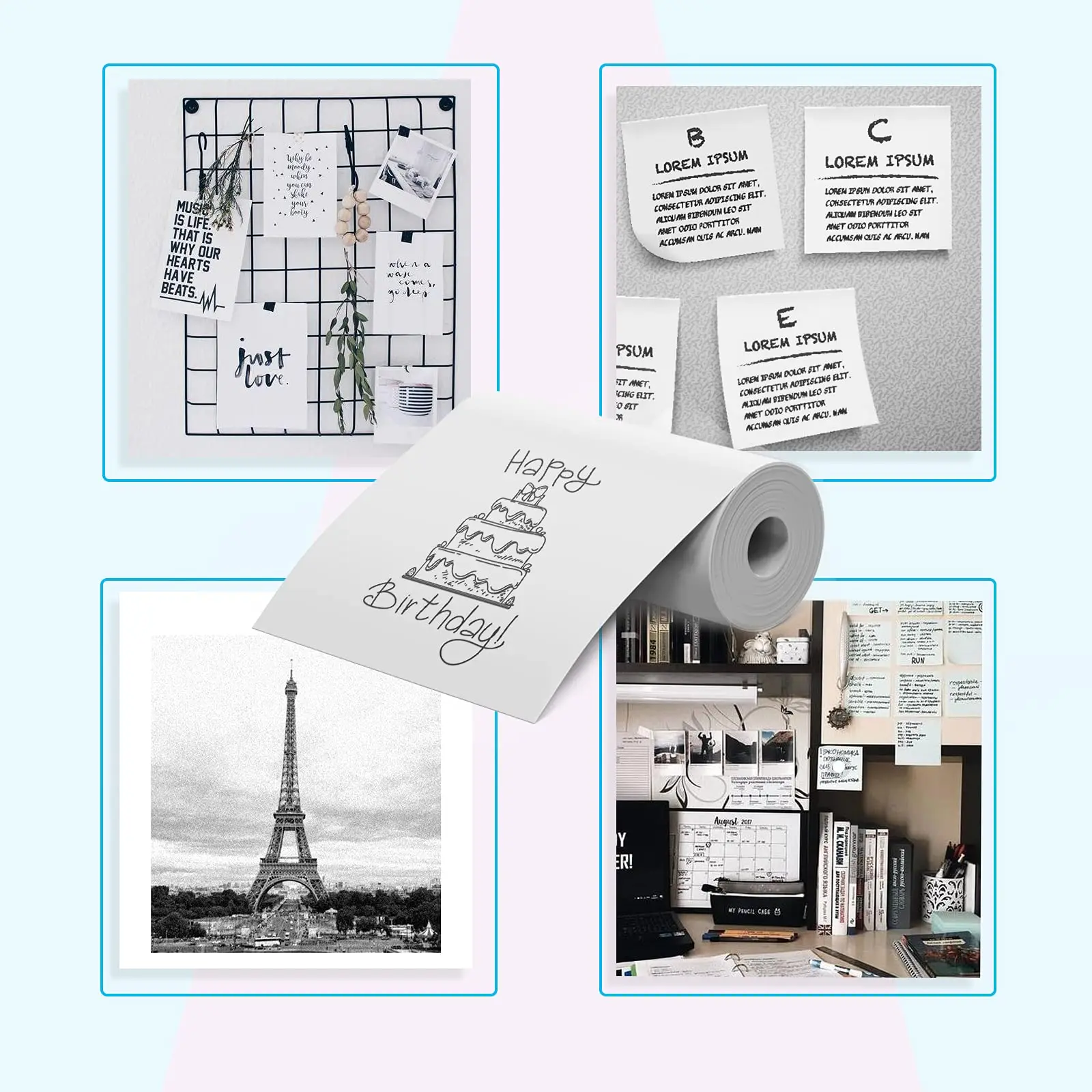 Mini papier thermique adhésif/uni 57x25mm, rouleaux de recharge d'imprimante sans BPA pour Scrapbooking/agenda/bureau/organisation à domicile/art de bricolage