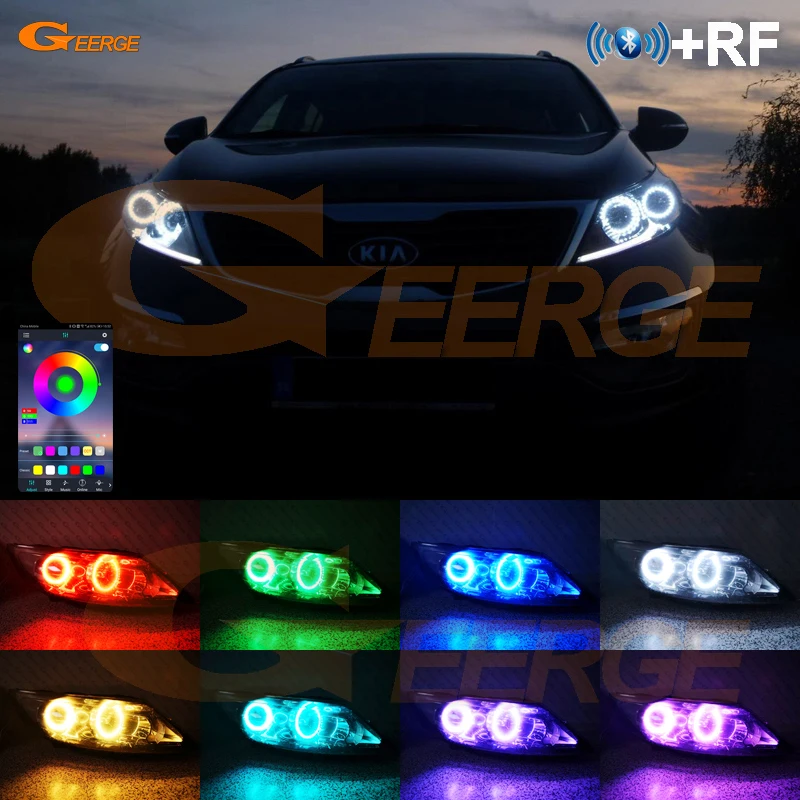 Per Kia Sportage 3 SL 2010 2011 2012 2013 2014 2015 RF Remote BT App Multi-Color Ultra Luminoso RGB LED Angel Eyes Kit Halo Anelli