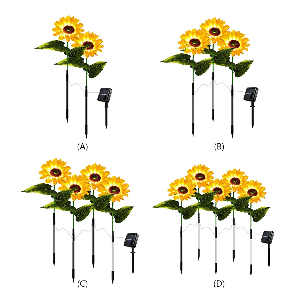 

Светодиодные декоративные светильники для газона в форме подсолнуха, водонепроницаемые, на солнечных батареях, для ландшафтного освещения дорожек, с автоматическим включением, для двора