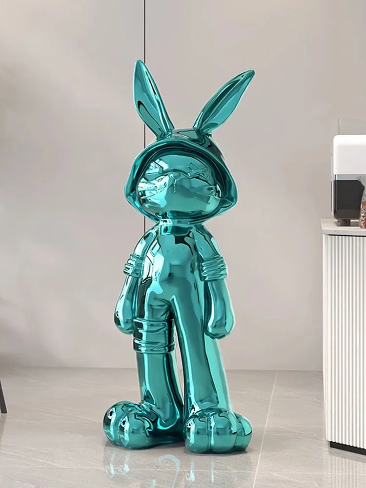 Electroplated Rabbit Sculpture,Floor Decor,Living Room,Shopping Mall,Exhibition Hall,Statue Decoration,Electroplated Crafts,60cm