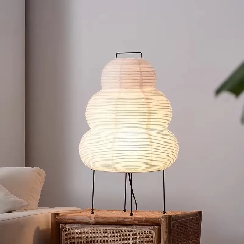 Japanese Style LED Rice Paper Desk Lamp Tricolor Dimming Home Art Decoration Lamps Living Room Hotel Bedroom Bedside Night Light