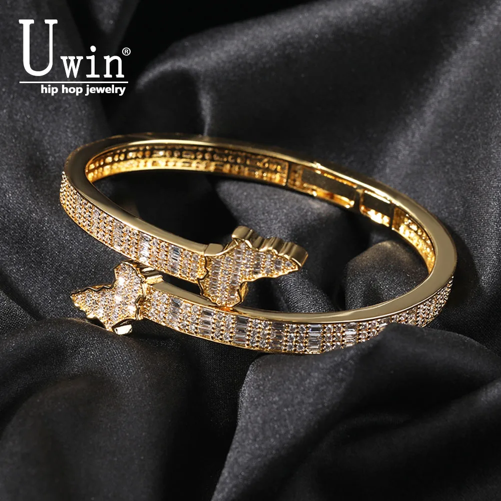 

UWIN Africa Map Bracelet Iced Out Baguettecz Cubic Zirconia Fashion Luxury Hiphop Jewelry