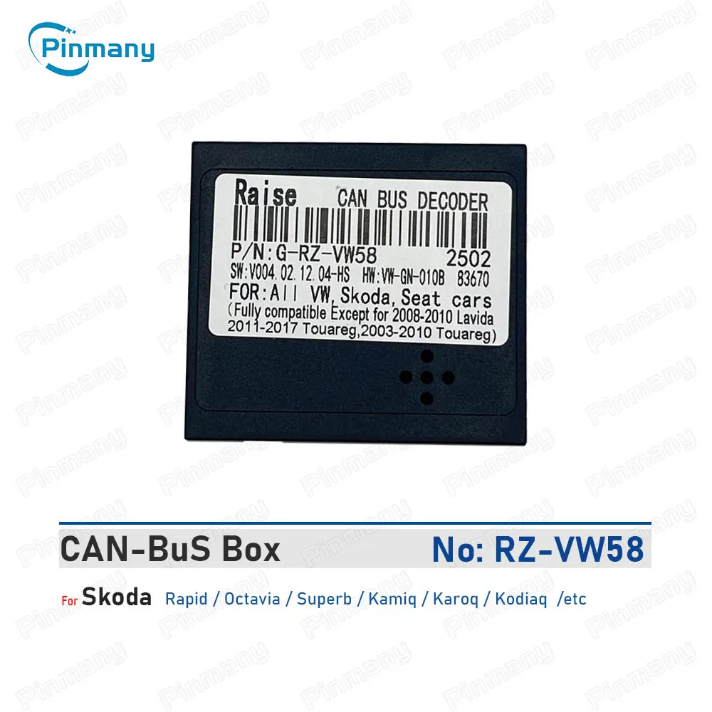 Car Radio Raise CAN Bus Decoder Android Head Unit CANBUS Adapter RZ-VW58 for Skoda Rapid Octavia Superb Kamiq Karoq Kodiaq