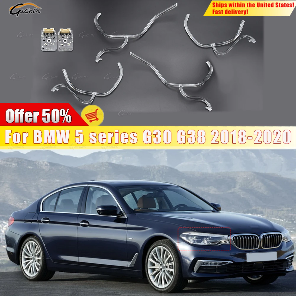 

Подходит для BMW 5 серии G30 G38 2018-2020 модели автомобильных светодиодных дневных ходовых огней, набор из 4 предметов, автомобильный световод, лысый свет