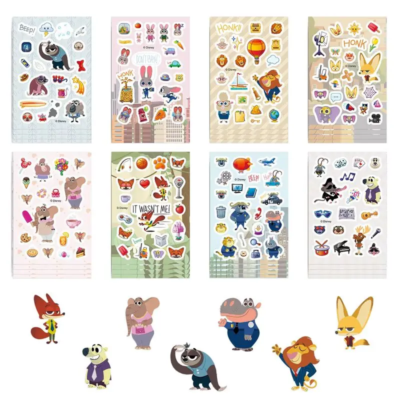 8 teile/satz Cartoon Zootopia 2 Serie Collage Diy Disney Anime Nette Judy Nick Faultier Tiere Aufkleber Tagebuch Dekoration Kinder Geschenke