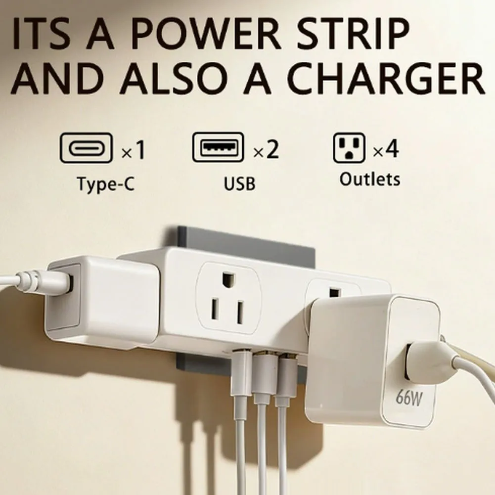 Surge Protected Socket Extender Featuring 4 AC Sockets 2 USB A Ports and 1 USB-C Port Compact Design for Global Voltage 100-240V