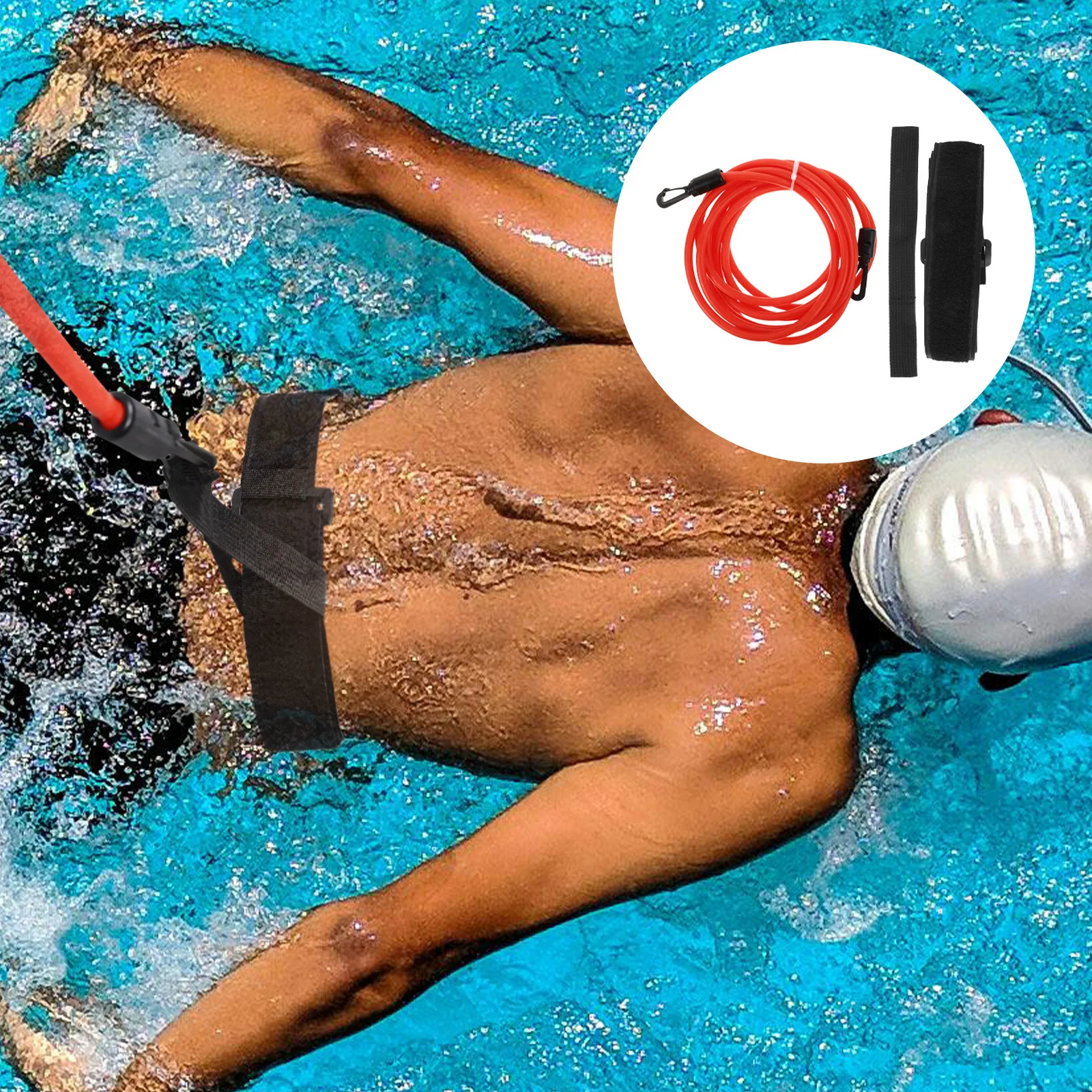 

1Set Swimming Resistance Band Kit Fine Workmanship Lightweight Portable for Adults Kids Swim Training Equipment Pool Exercise