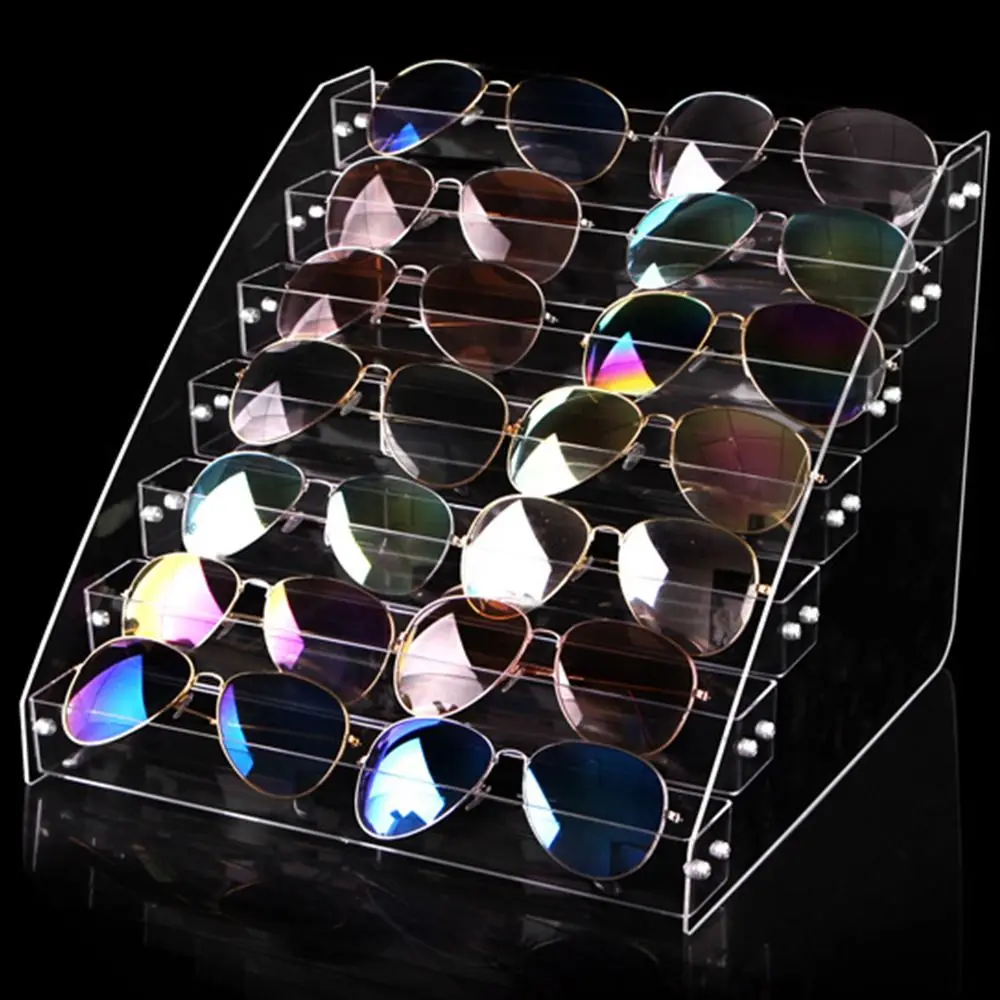 Holder Nail Polish Shelf Transparent Sunglass Display Rack Glasses Frame Tray Jewelry Organizer Acrylic Stand