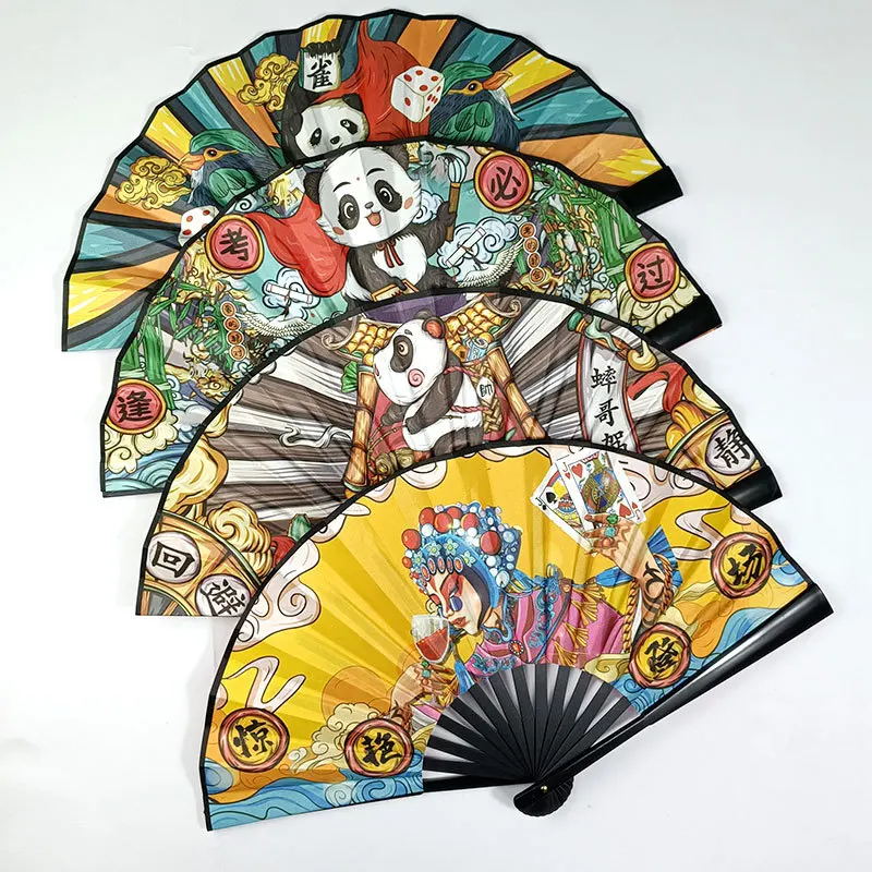 Guochao cartoon 8-inch folding fan ancient style Chaoyu Lingjuan fan waterproof double-sided net red fan plastic fan