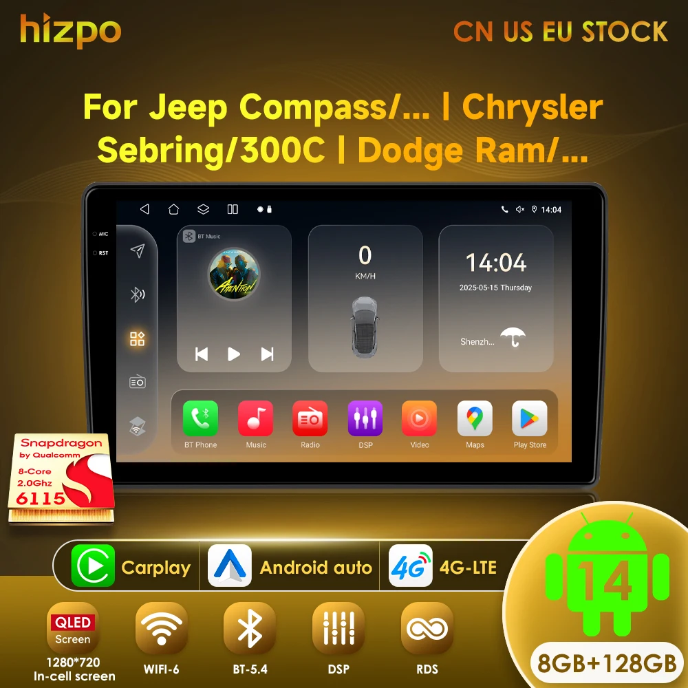 

Hizpo 10.1 Inch Android Auto Car Radio Multimedia Video For JEEP Compass Patriot Chrysler 300C Sebring Liberty Dodge Wrangler BT