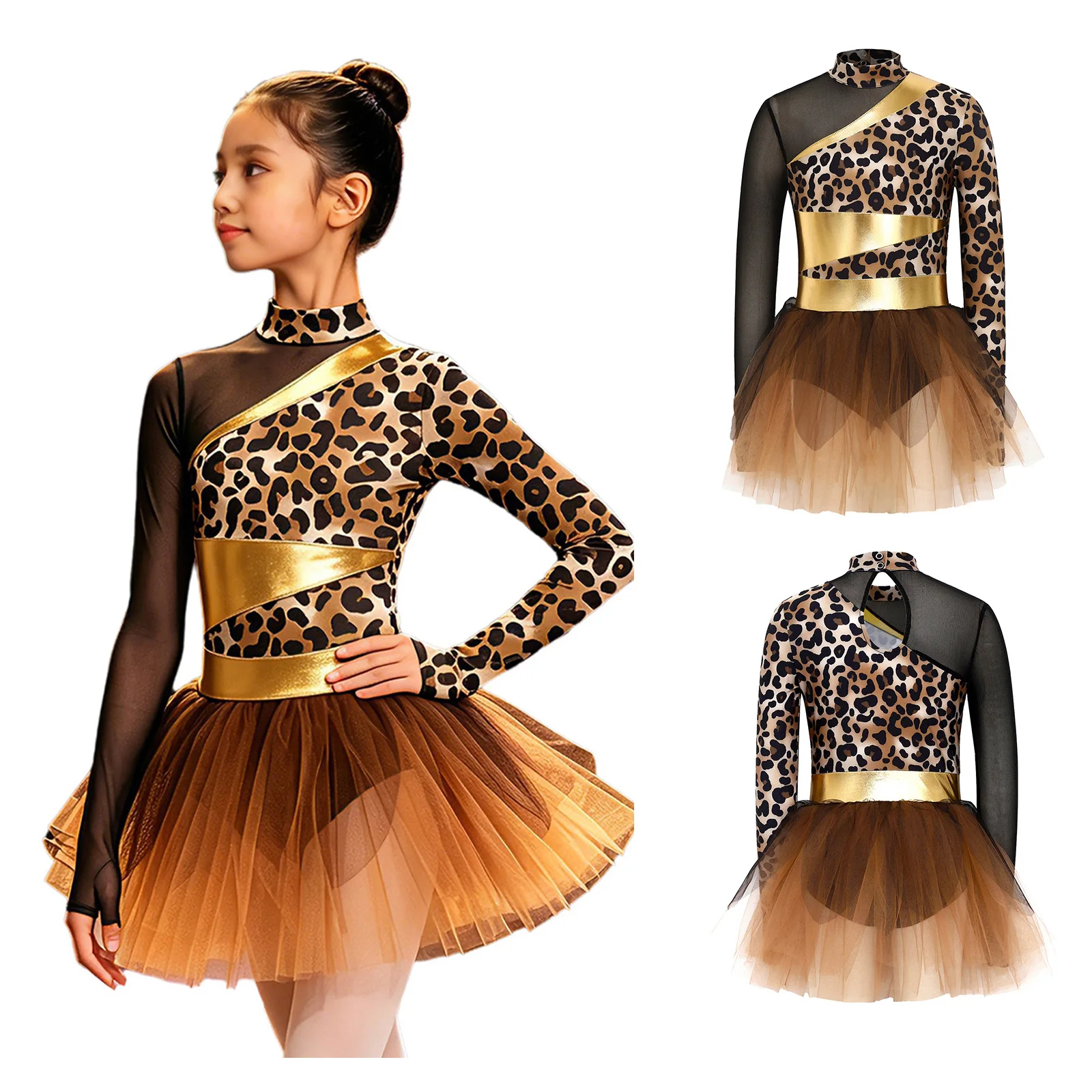 

Детское балетное платье для девочек в стиле первобытного человека, карнавальный костюм для вечеринки, с длинными рукавами, с принтом, сетчатое, с юбкой-пачкой, гимнастический купальник