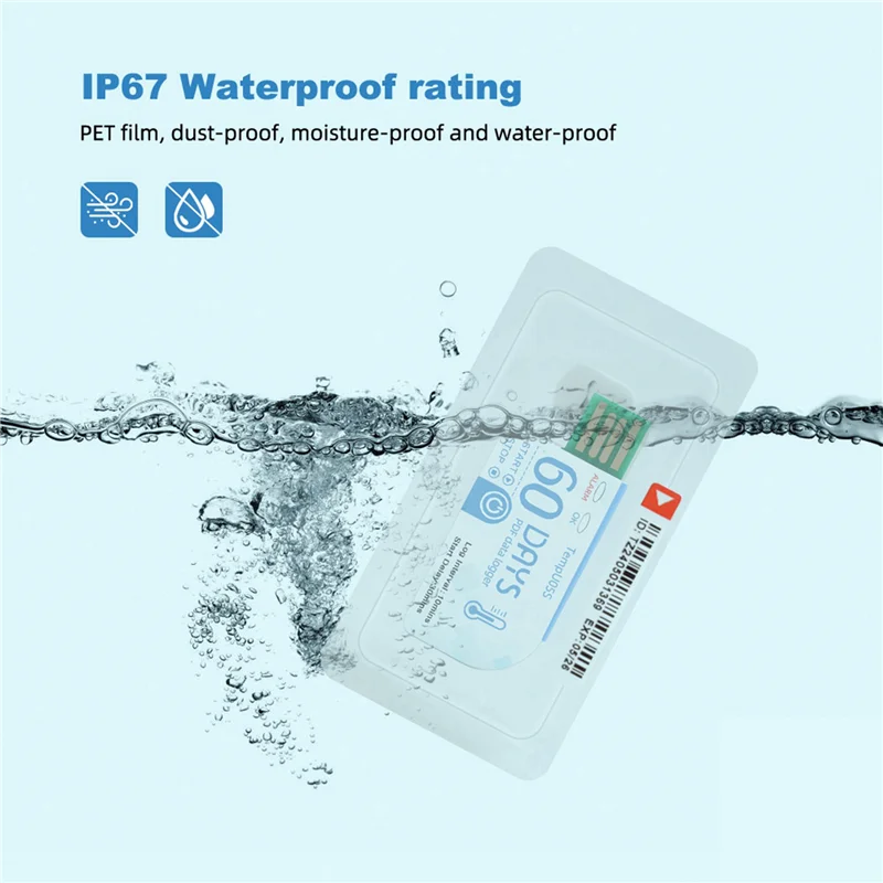 

B63B-6Pcs Tempu05s USB-регистратор данных о температуре 60-дневный анализатор температуры для одного использования PDF-зчет USB-регистратор температуры