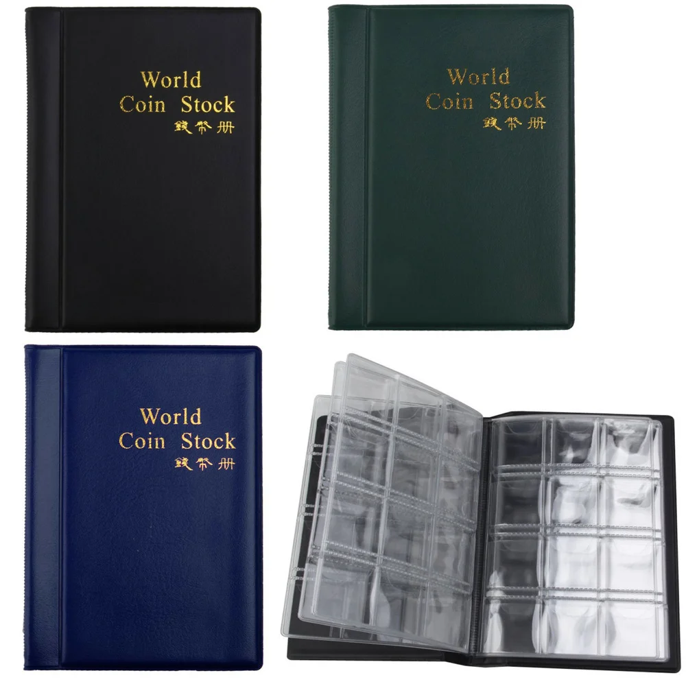 Coin Collection Book Blue 15X11Cm 10 Pages 3X3Cm Grids For Coins Caps Tokens Medallions Badges Storage Display Album