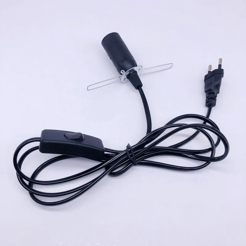 5sets E14 Spring Clip European Standard Plug Wire 1.8M 303 Switch Power Cord