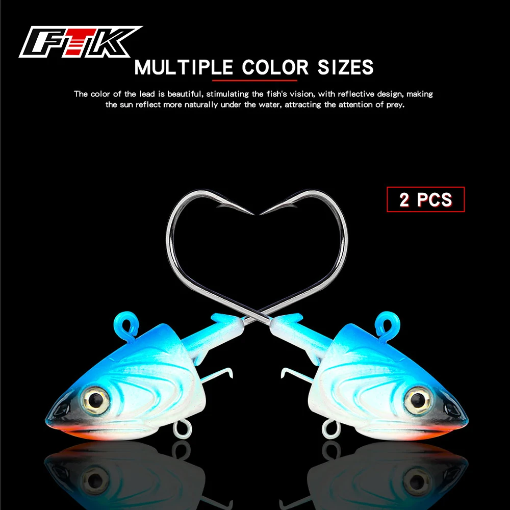 FTK 2pcs/lot 40g 55g 80g crank Jig head hook fishing hook head Jig lure hard bait soft worm jig hook for fishing