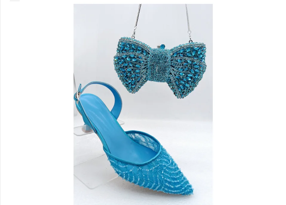 

INSIGHTLINK Women Red Green rhinestone Sandals And Bags Set High Heels Shoes Women Party Gems Stilettos Heel Sandals Gems Clutch