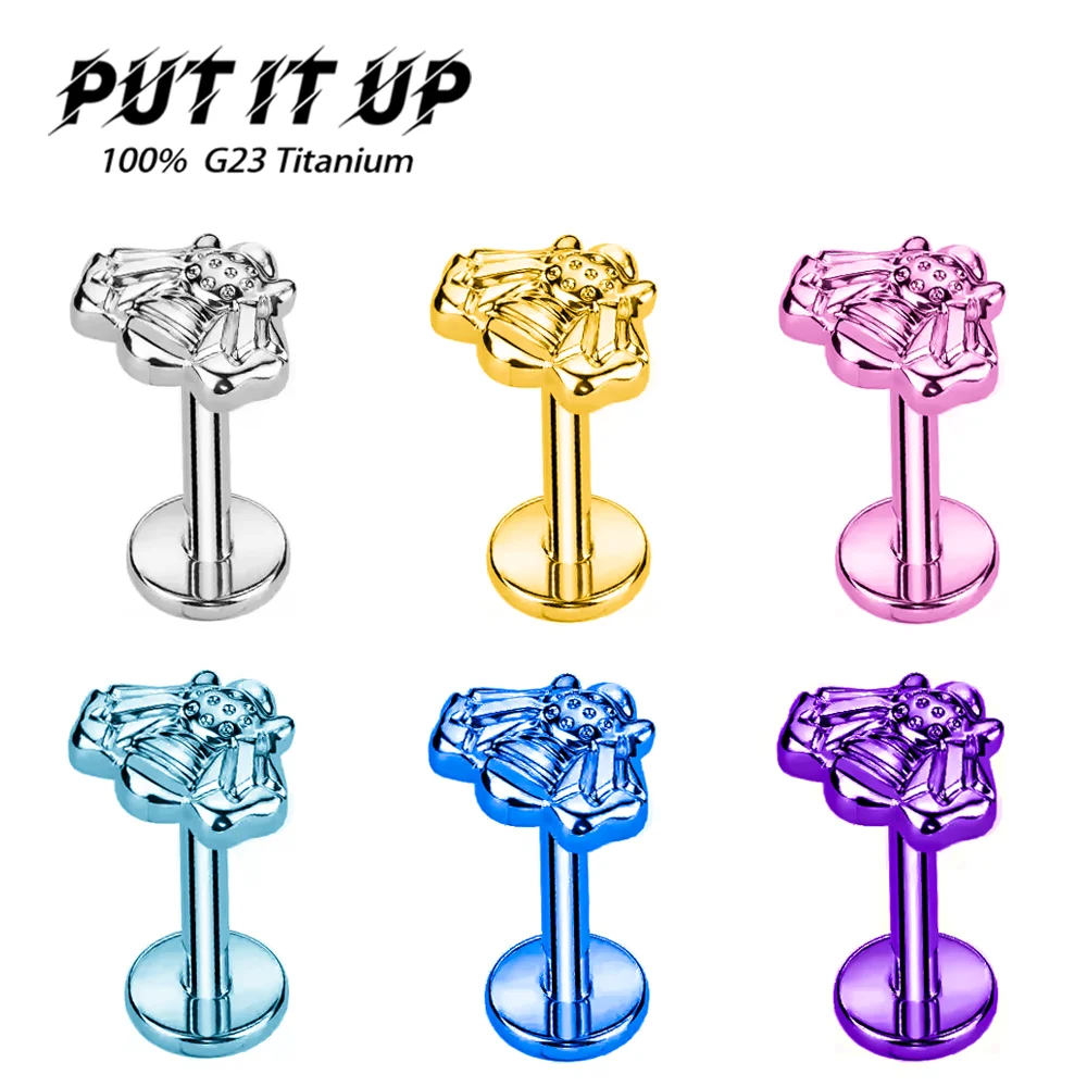 

PUTITUP F136 Titanium Alloy Bee Stud Earrings New Anodised Finish Insect-Inspired Design Universal Cartilage Piercing Jewellery