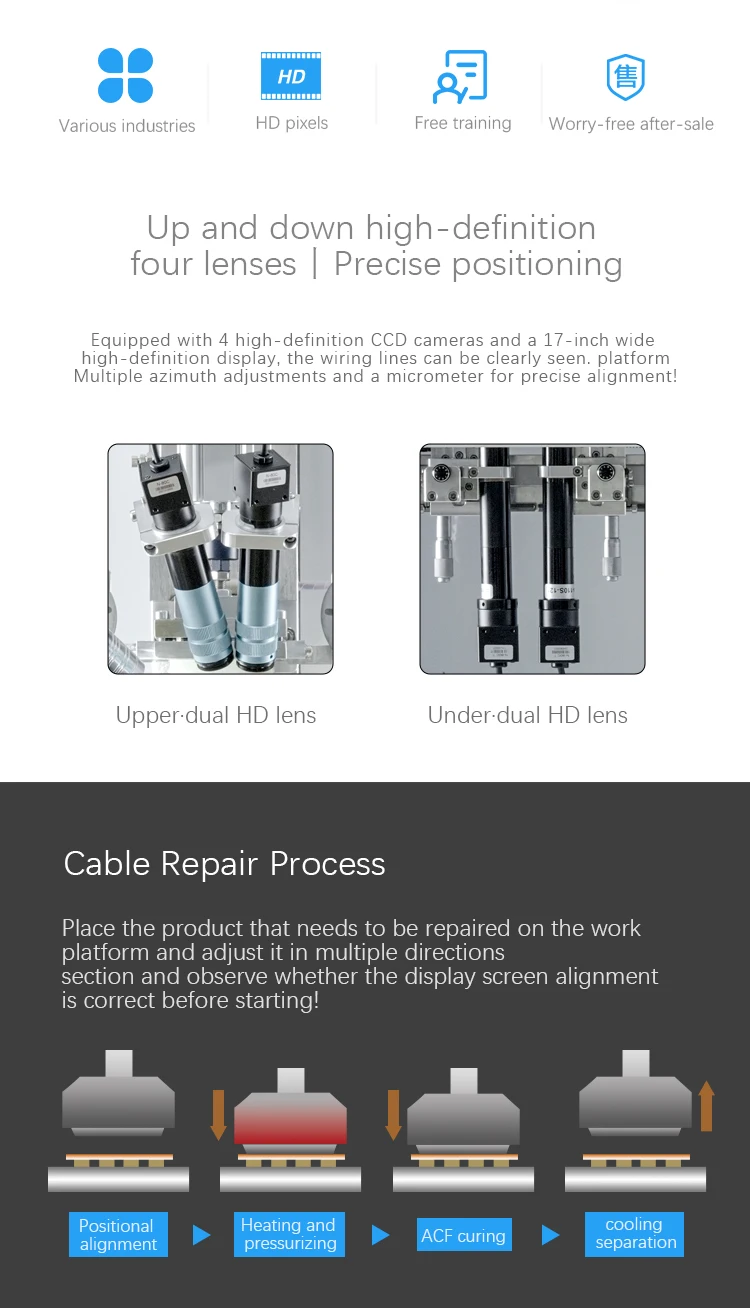 TBK-502 COF Bonding Machine LCD Touch Flex Change Repair Machine For ACF Screen Edge/Fold Screen Webcam /Pro juector Repair