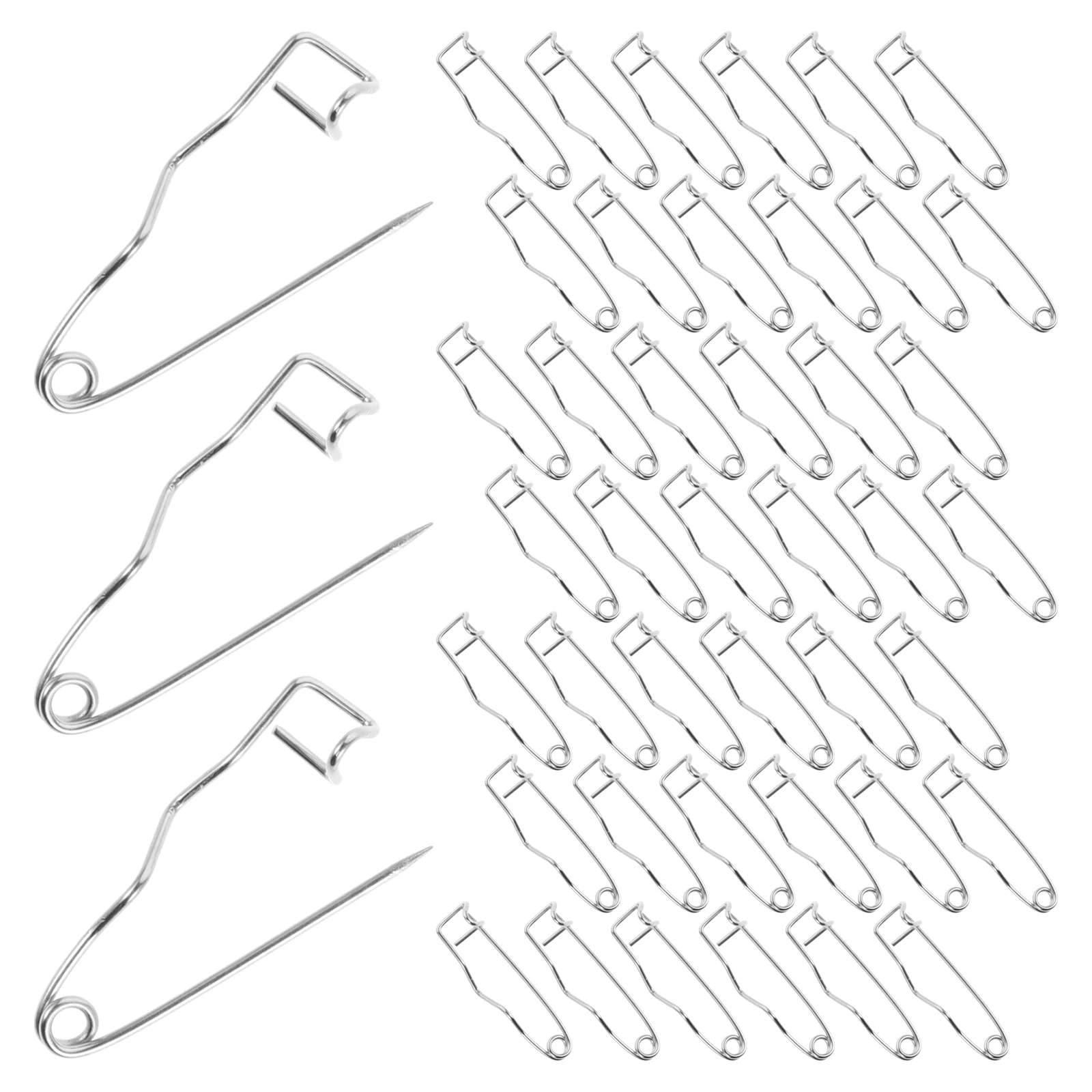 

100pcs Curved Safety Pins White Metal Basting Quilting Sewing Jewelry Making Fabric Crafts Non Rust Deform Break