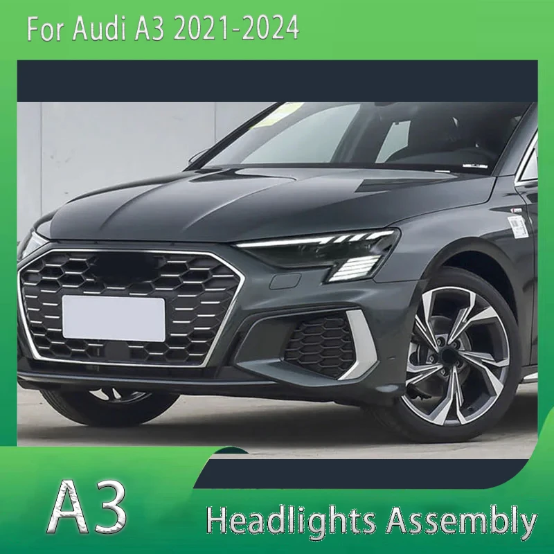 

Для Audi A3 фары автомобиля светодиодные передние фары 2021 2022 2023 2024 RS3 аксессуары обновление матрицы светодиодные фары в сборе