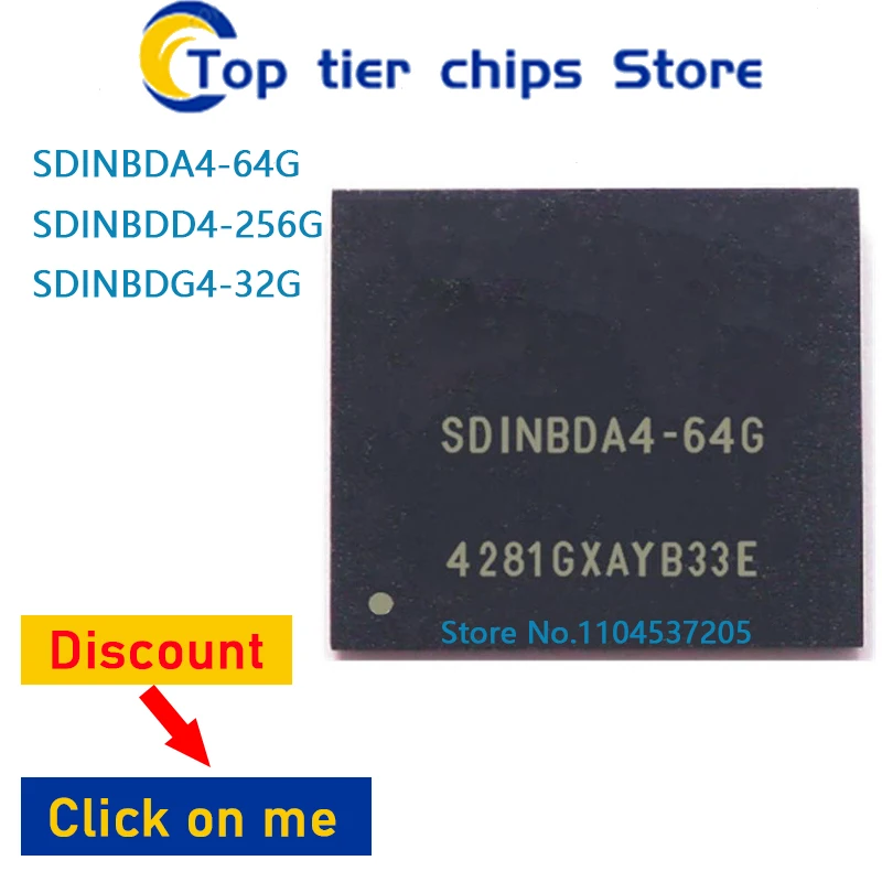 

1 шт./лот SDINBDA4-64G EMMC5.1 BGA153 64 ГБ SDINBDD4-256G EMMC5.1 256 ГБ 153FBGA SDINBDG4-32G BGA153 5.1 32 ГБ