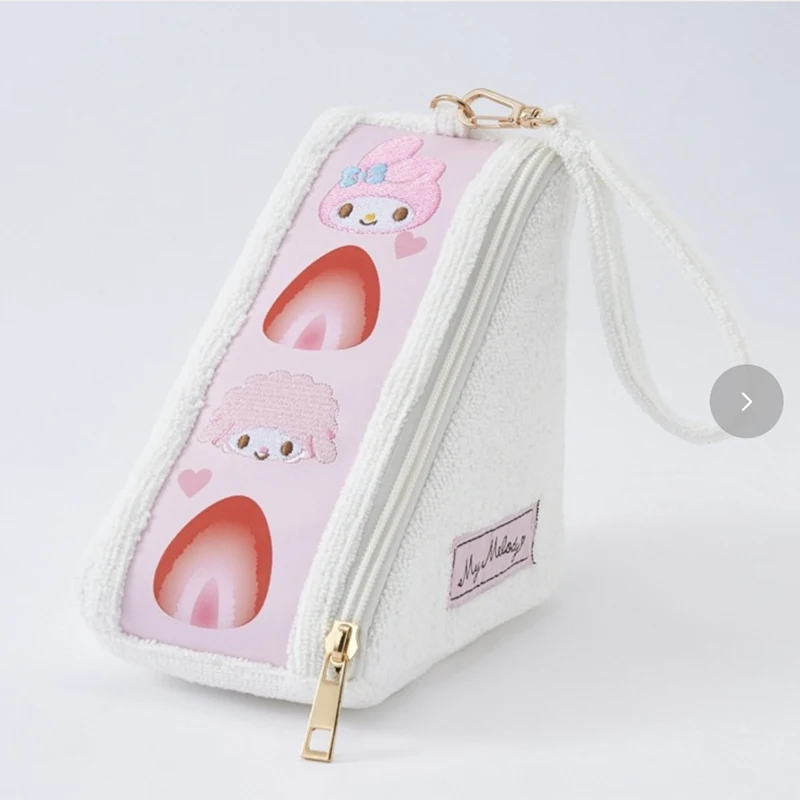 Nowa kosmetyczka Cinnamoroll My Melody Kawaii Sanrioed Anime Pompompurin Hangyodon Triangle Storage Bag Girl Heart Gift for Kids