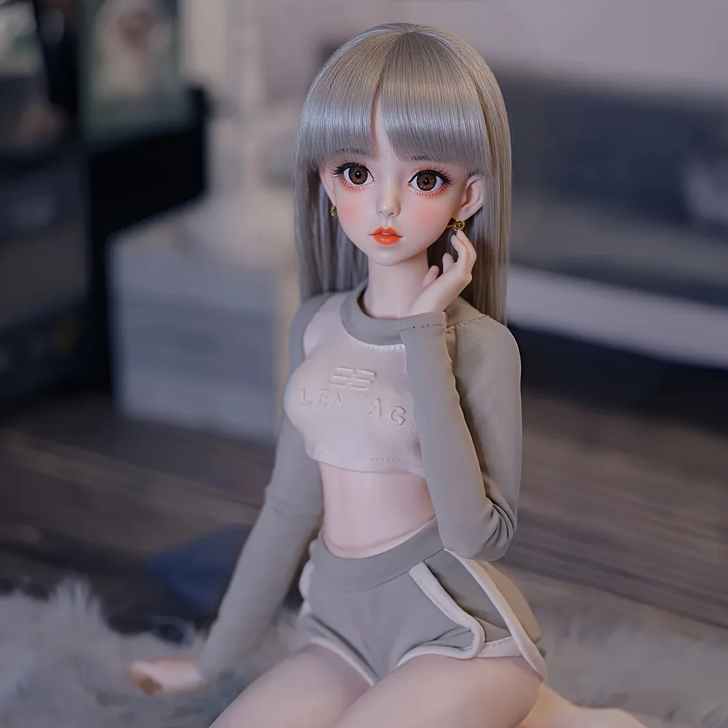 Anime-Puppe mit 68 Zentimeter, perfekte Freundin, abnehmbarer Kopf mit Perücke, verstellbarer Körper aus TPE-Material, weich (ohne Kleidung)