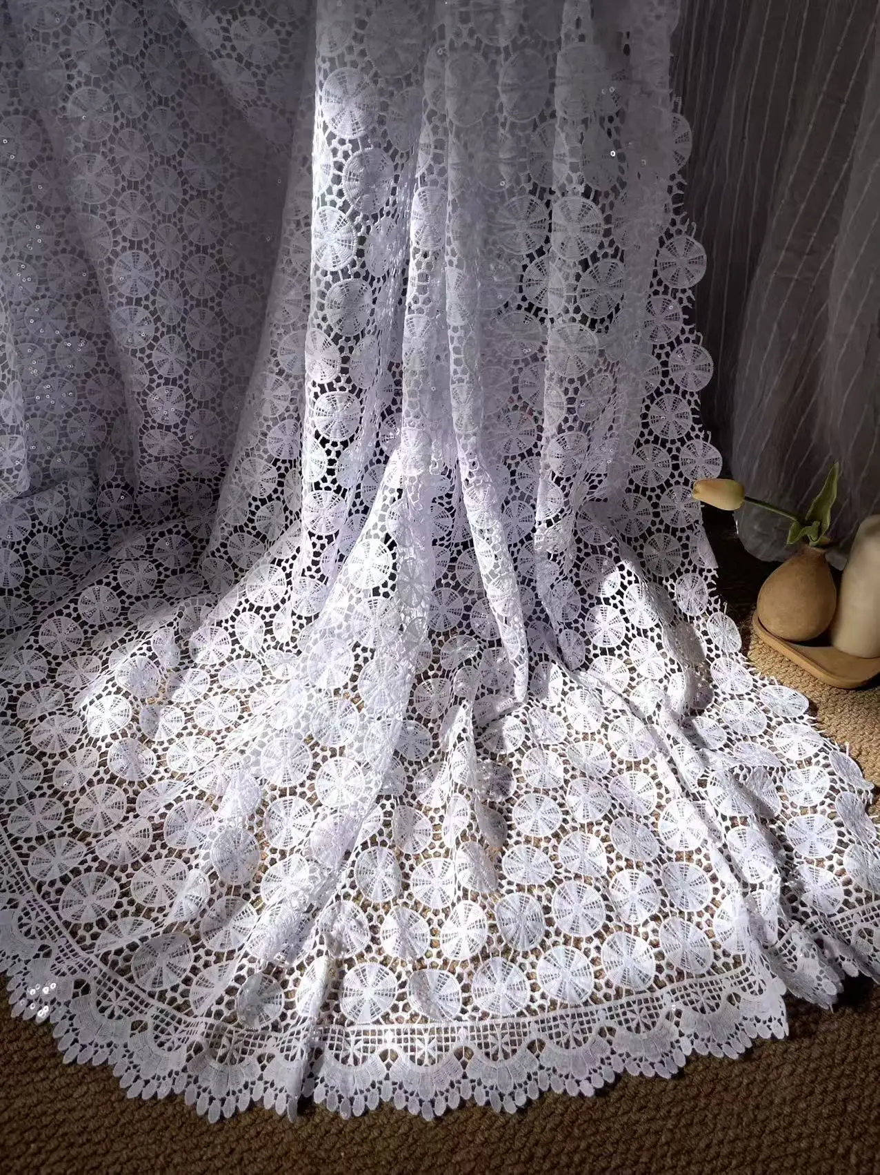 

Nigerian Water Soluble Lace African Guipure Cord Lace Fabric 2026 High Quality Elegant For Sewing Wedding Party Dresses, 5yards