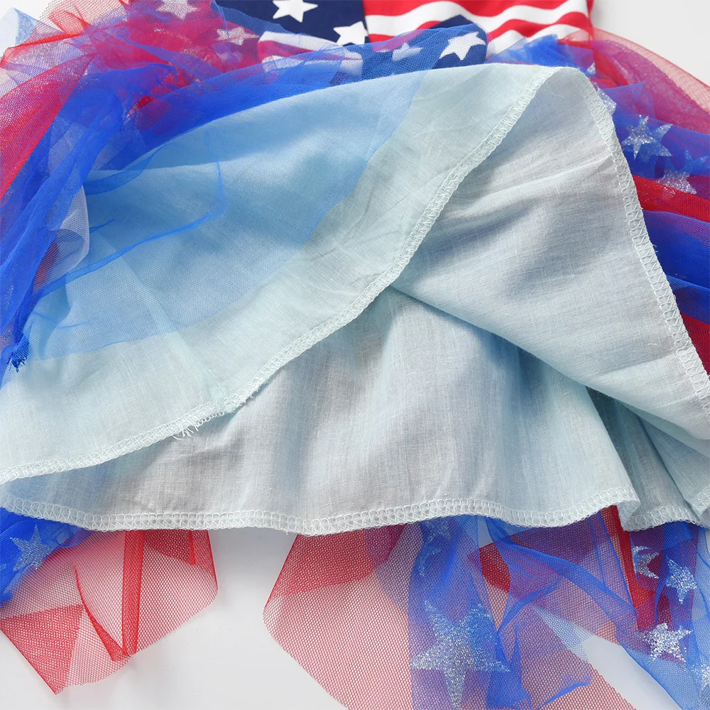 Mädchen-Tutu-Kleid mit Flagge, Sternen und Streifen, ärmellos, für den Sommer, für Kinder, Party, Cosplay, Tüll, Unabhängigkeitstag-Kleider – Detail 5