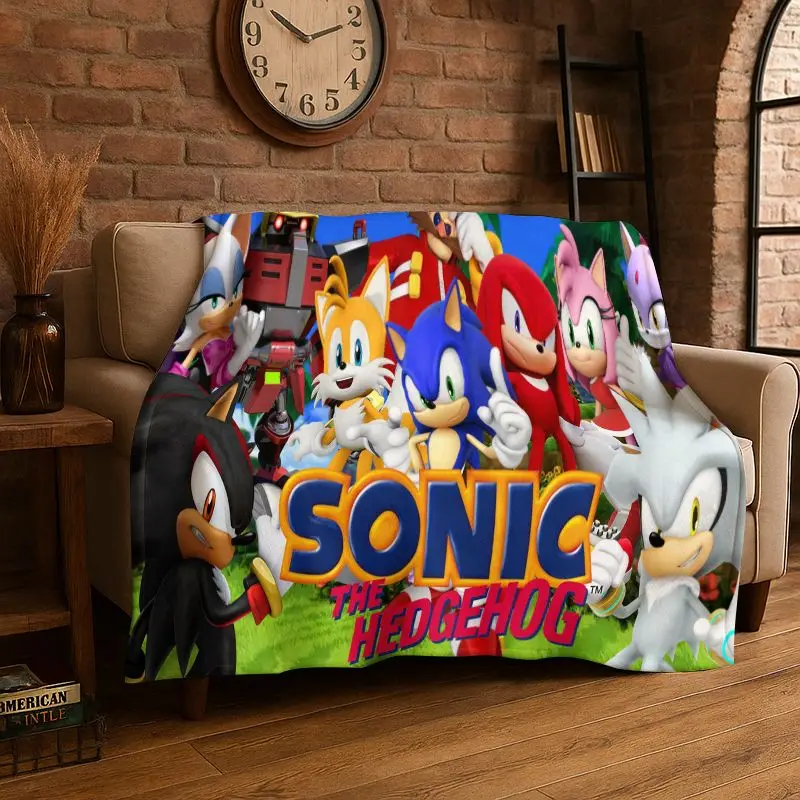 Classic Game S-Sonic Cartoon Soft Flannel Throw Blanket,Cozy Blanket for Bed,Couch,Sofa,Bedroom,Living Room,Travel,Picnic kids