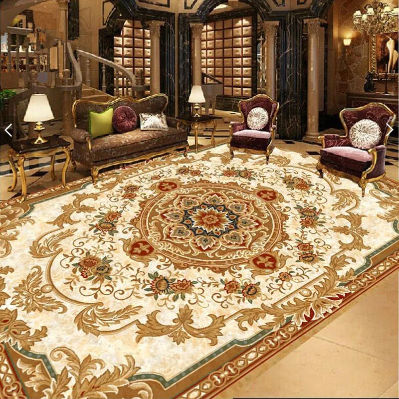 European Living Room Carpet Sofa Coffee Table Floor Mat Home Bedroom Rug Bedside Modern American Style Area Rug Retro Carpet