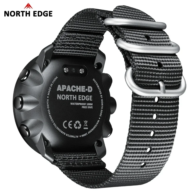 NORTH EDGE NEW APACHE-D Men's Digital Free Dive Watch, Outdoor Sports Watch with Altimeter, Barometer, Compass & World Time