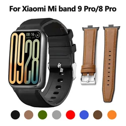 For Xiaomi Mi Band 9 Pro Smartwatch Leather Silicone Strap Bracelet Accessories For Mi band 9 Pro Watchband Sport band Correa