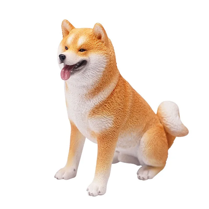 

Sitting Shiba Inu model, airplane ears, smiling, squinting, laughing silly, black firewood simulation, cute table pet figure