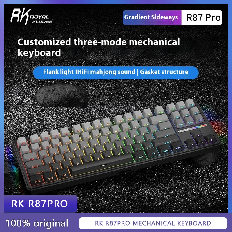 

RK R87pro Mechanical keyboard customized hot swappable wired 87 key gasket structure Hifi flank RGB game esports office keyboard