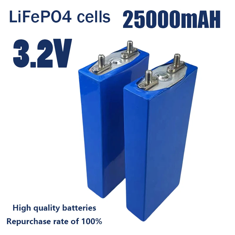 

3.2V 25000mAh LiFePO4 Battery Cell Lithium Iron Phosphate Deep Cycles for DIY 12V 24V 36V 48V UPS Solar Power 25Ah