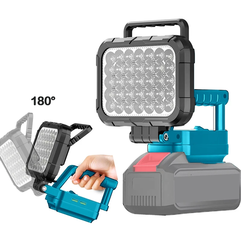 Work Light For Makita Li-ion Battery LED Flashlight Double Handle Portable Flood Lamp Camping Lamps Outdoor With USB Power Bank