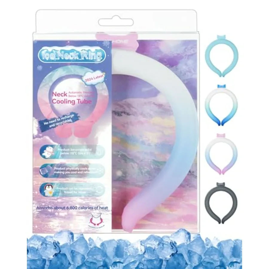 

Neck Cooling Tube Wraps Ice Ring Neck Cooler Personal Ice Pack Wrap for Hot Weather Gel Reusable Wearable Gel Cooling for Summe