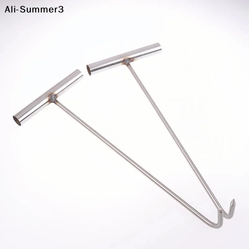 【Au】【AM3】Versatile Lifter Sewer Stainless Steel Durable Well Lid Hook Open Manhole Cover Rolling Doors Utility Tool