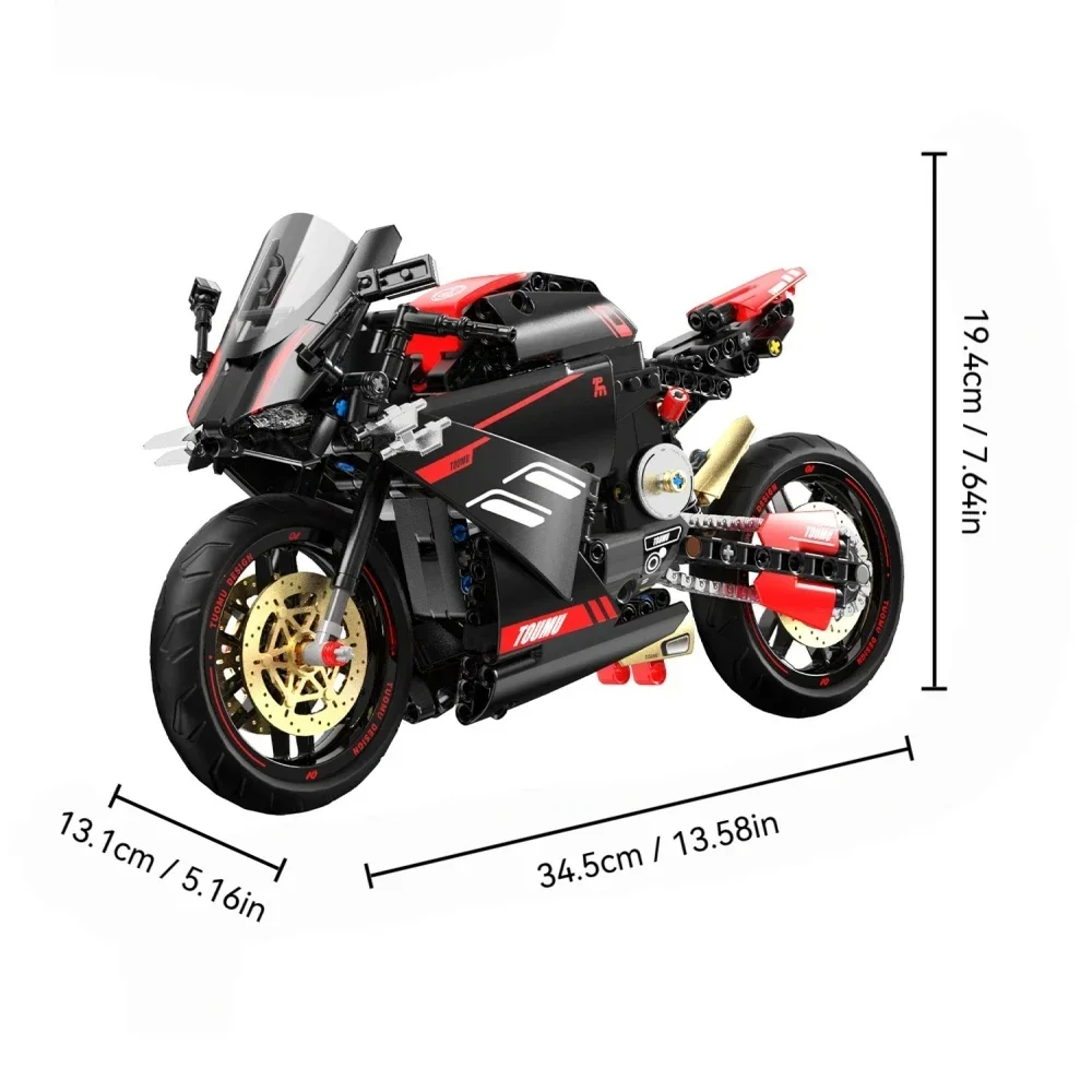 Technische motorfiets bouwstenen model racemotor bakstenen DIY bakstenen model kit voor kinderen volwassenen STEM educatief cadeau