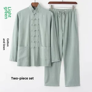 Vintage Blazer Chinese Men's style, loose, long sleeve, cotton line, casual zen blouse, martial arts clothing 8 Main sales blazer linen - №4