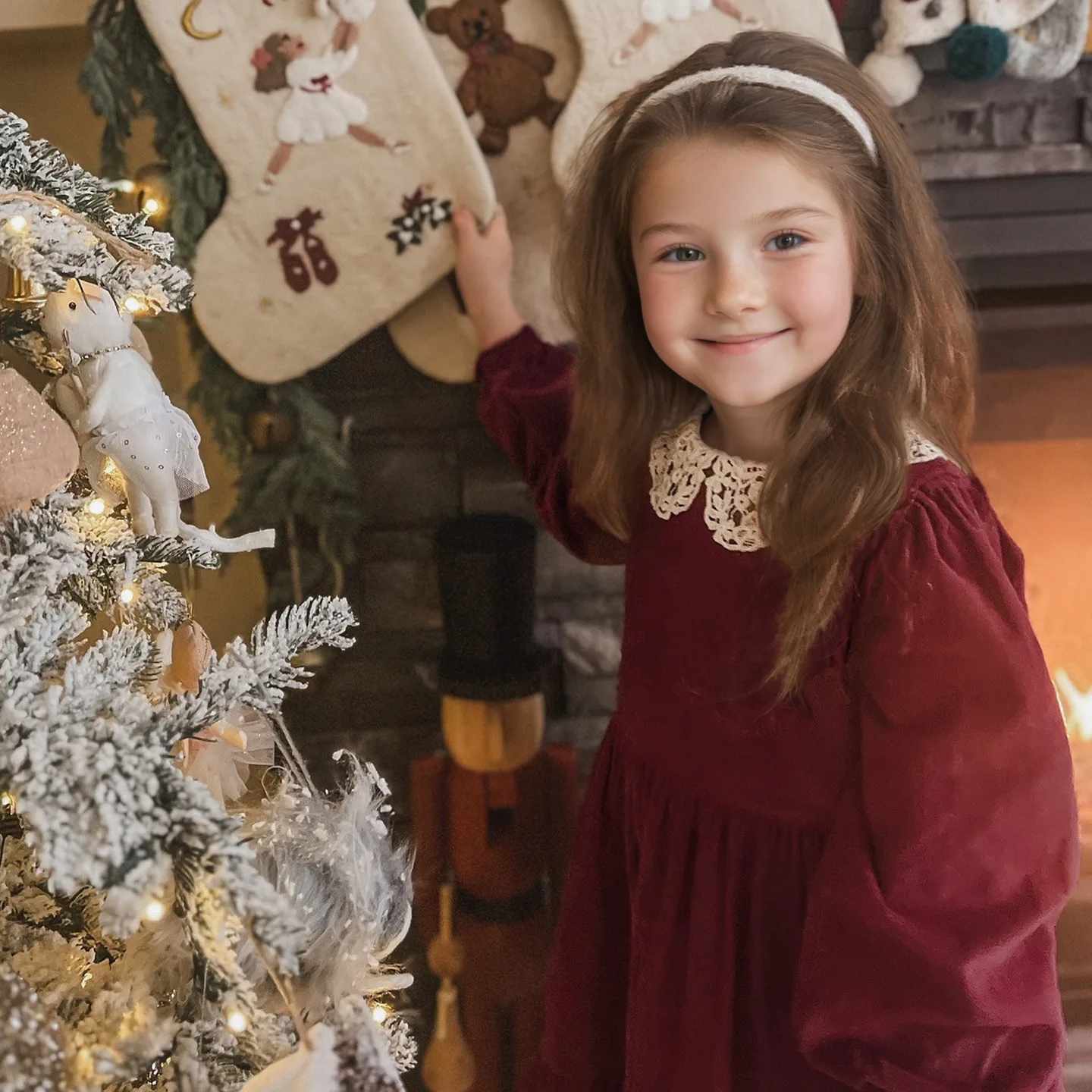 

Christmas Toddler Girl Corduroy New Winter Peter Pan Collar Thick Warm Kids Baby Girl Princess Dress Little Girl Princess Dress