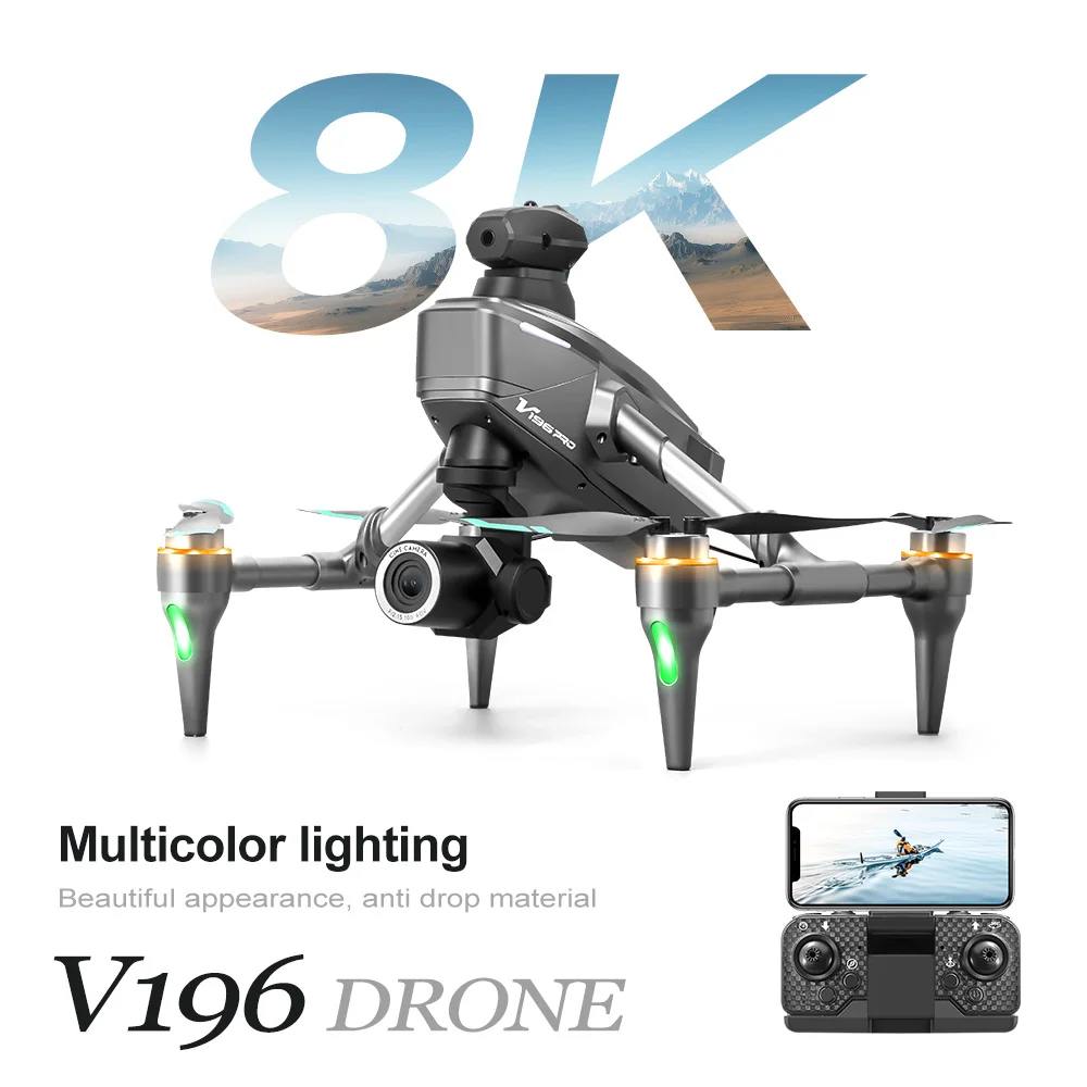 V196 Mini Drone 8K ESC podwójny aparat silnik bezszczotkowy fotografia lotnicza optyczny przepływ unikanie przeszkód Quadcopter RC drony ze stopu