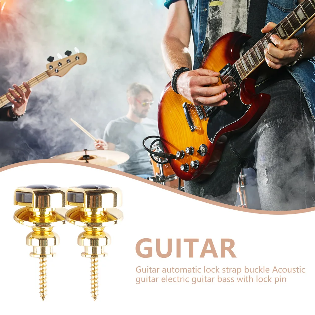 2 pçs fechaduras de guitarra de metal antiderrapante cinta fivelas baixo cinta fechaduras de segurança liga de zinco substituição guitarra fixação bloqueio instrumento