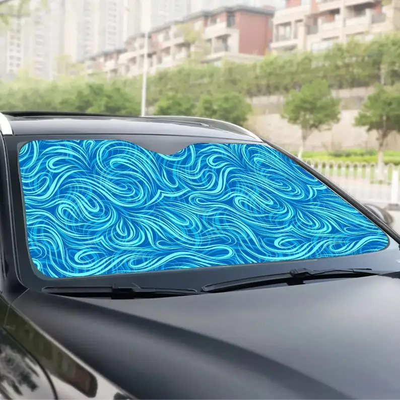 

Blue White Swirl Pattern Windshield Sunshade