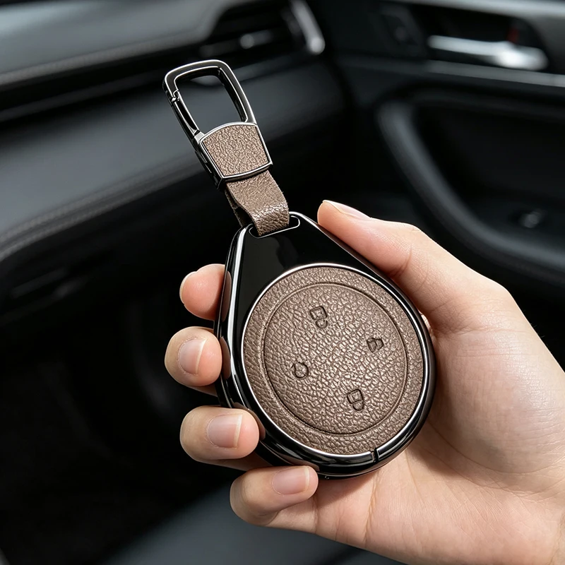Metal Leather Car Key Remote CaseCover For Great Wall Mountains Seas POER Truck GWM P Series Pickup GWM Cannon Alpha‌‌ Shell