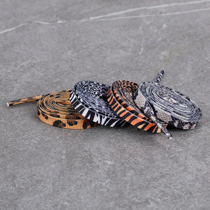 Klassische Schuhbänder mit Tiermuster, kreatives Unisex-Design, für Sneaker und Canvas-Schuhe, flache Schuhbänder mit Leoparden-, Zebra-, Tiger- und Schlangenmuster. – Detail 2